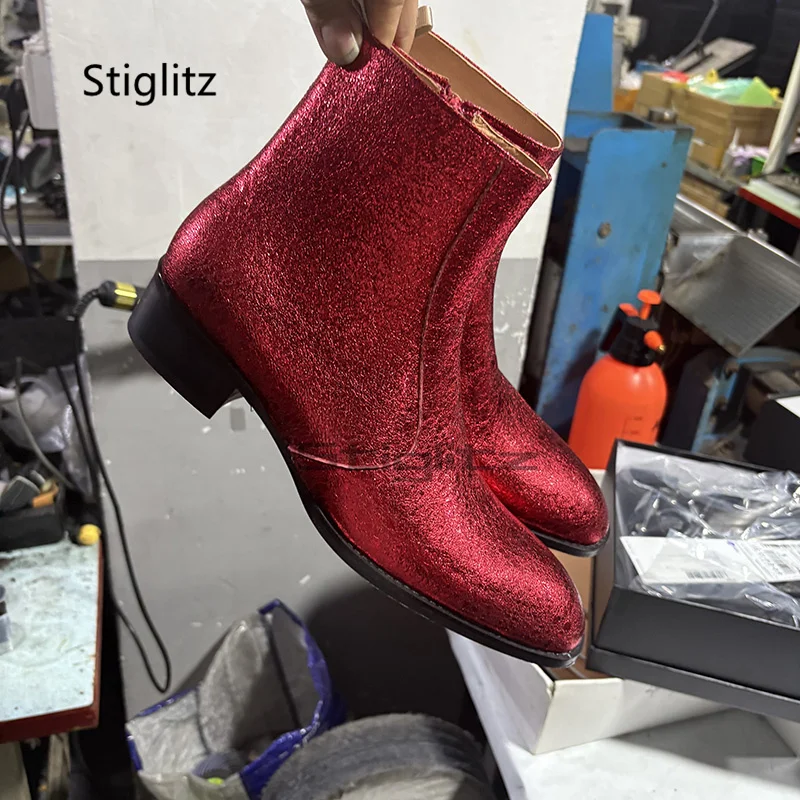 Red Genuine Leather Chelsea Bo - đánh giá và giá Men Shoes Size 11