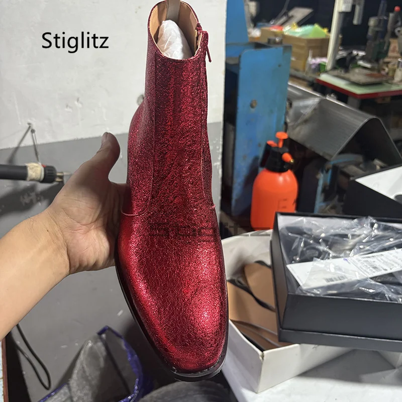 Red Genuine Leather Chelsea Bo - đánh giá và giá Men Shoes Size 11