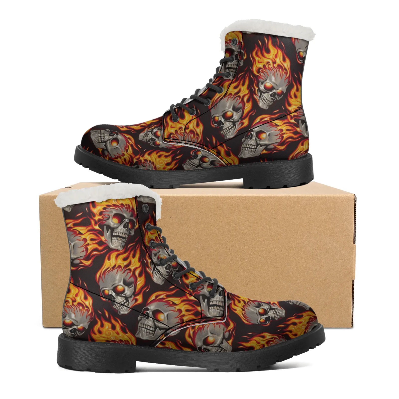 Fire Skull Patterns Snow Boots - đánh giá và giá Men Shoes Eu To Us