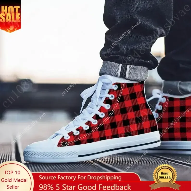 Plaid High Top Shoes Mens Wome - đánh giá và giá Canvas Sneaker High