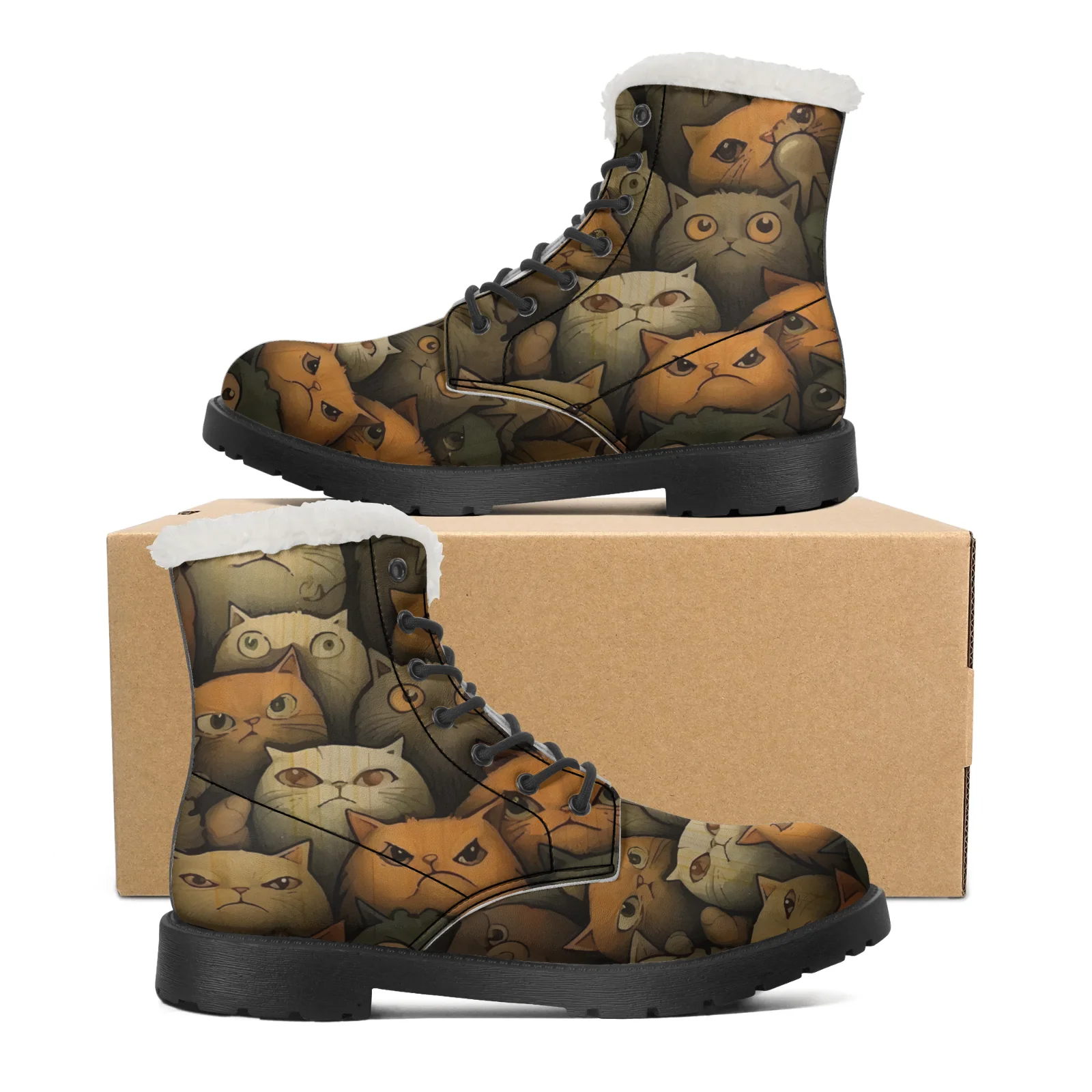 Cute Cats Prints Plush Snow Bo - đánh giá và giá Men Shoes Eu To Us